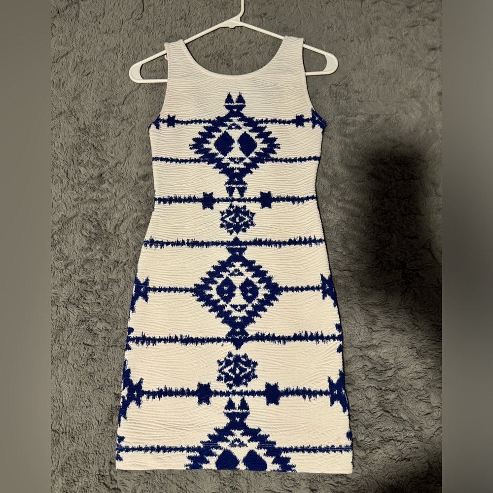 Printed High Neck Ribbed Dress